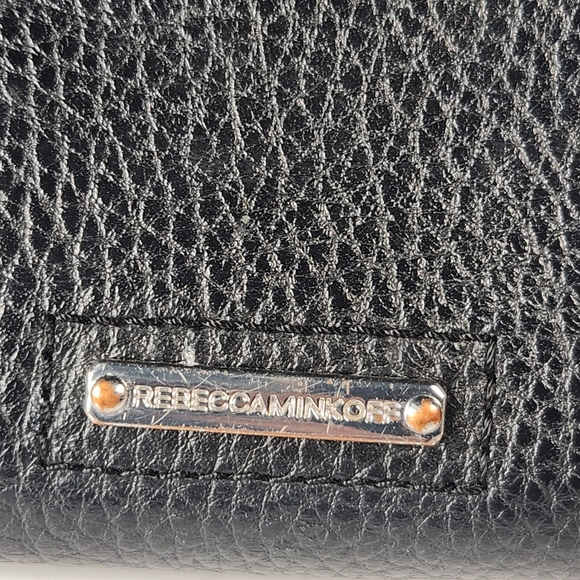 REBECCA MINKOFF Madison Satchel Black Leather Studs Flip Lock Classic Minimalist - Picture 9 of 10